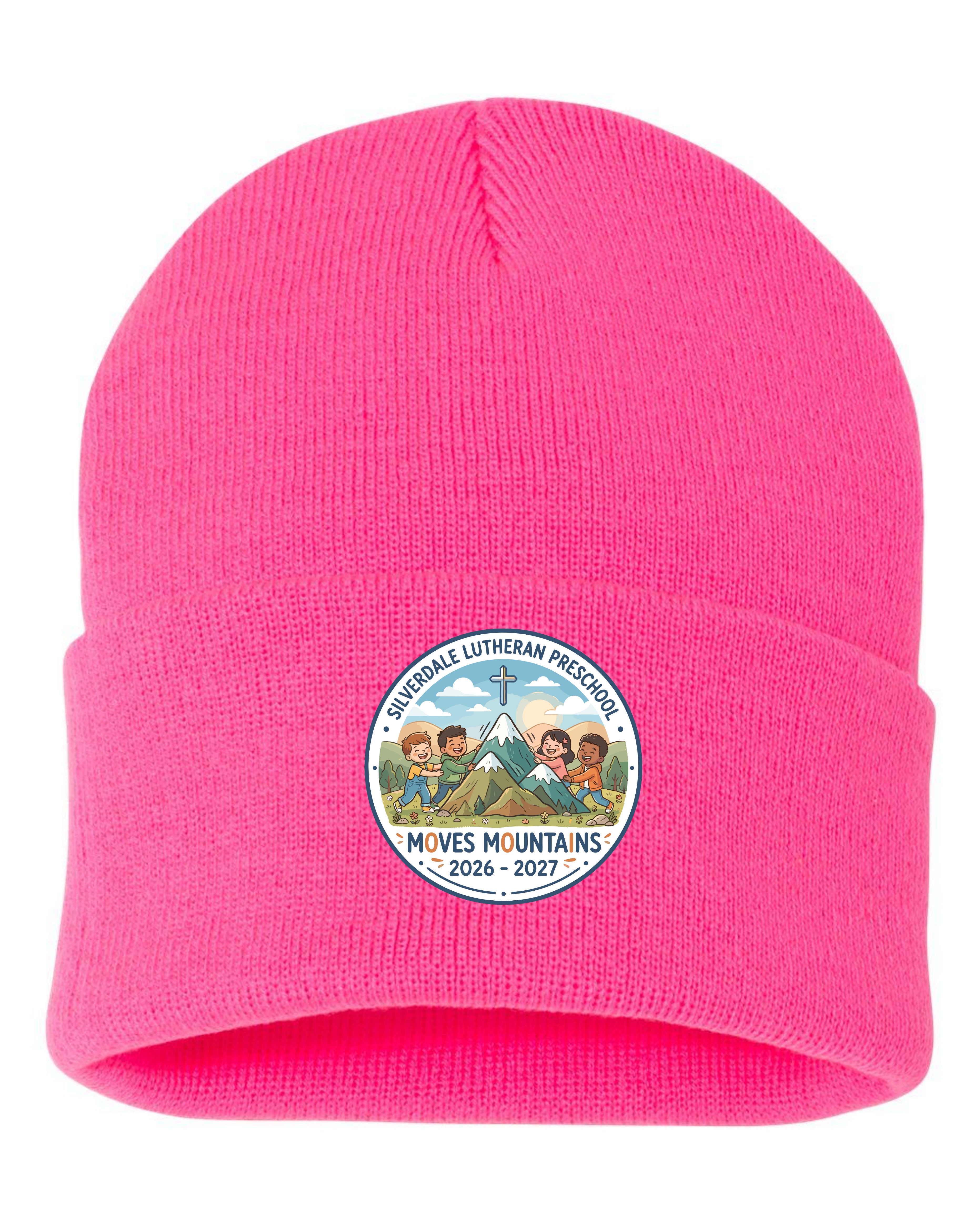 Silverdale Lutheran Preschool Cuffed Beanie - Neon Pink (Printed)