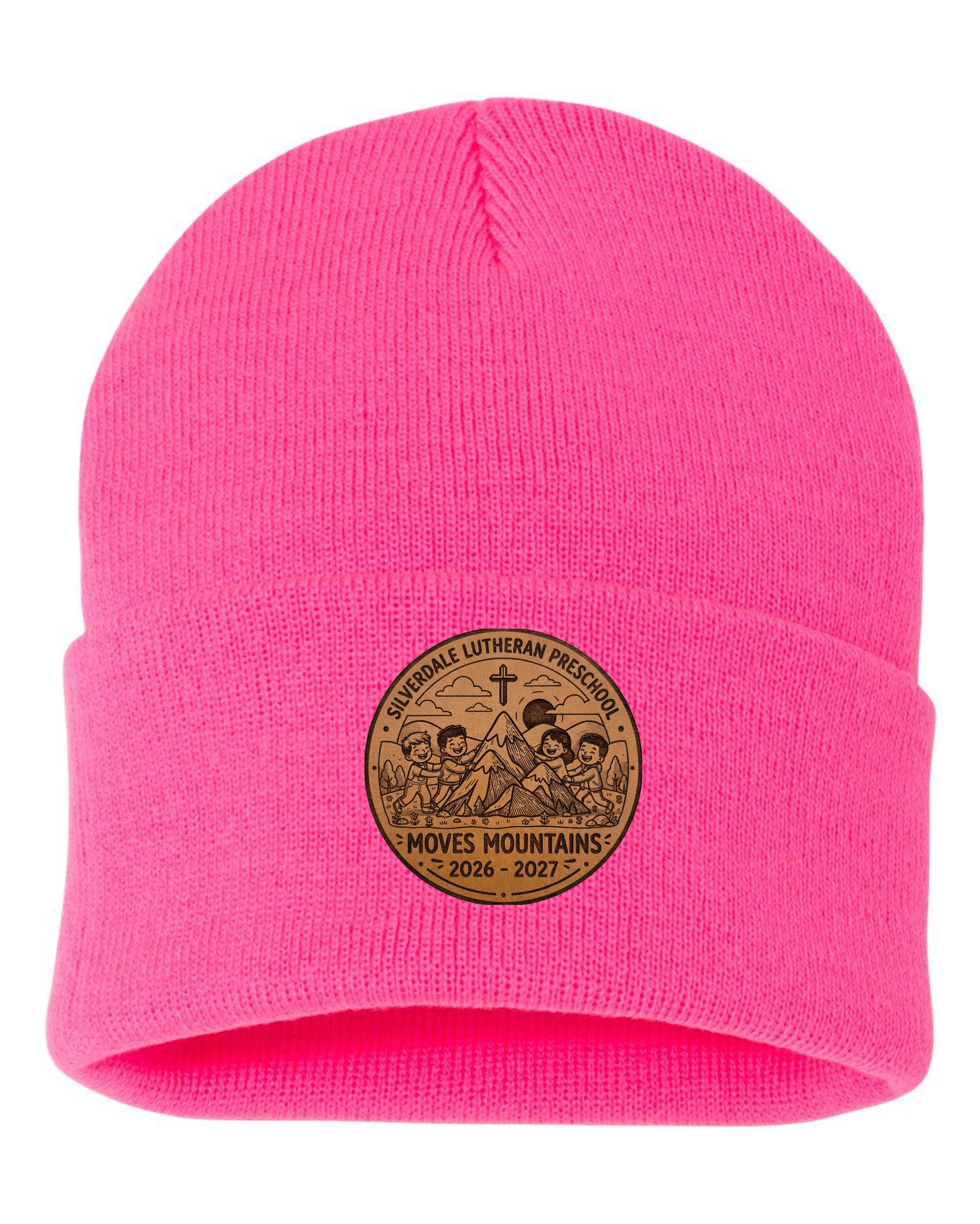 Silverdale Lutheran Preschool Cuffed Beanie - Neon Pink (Engraved)