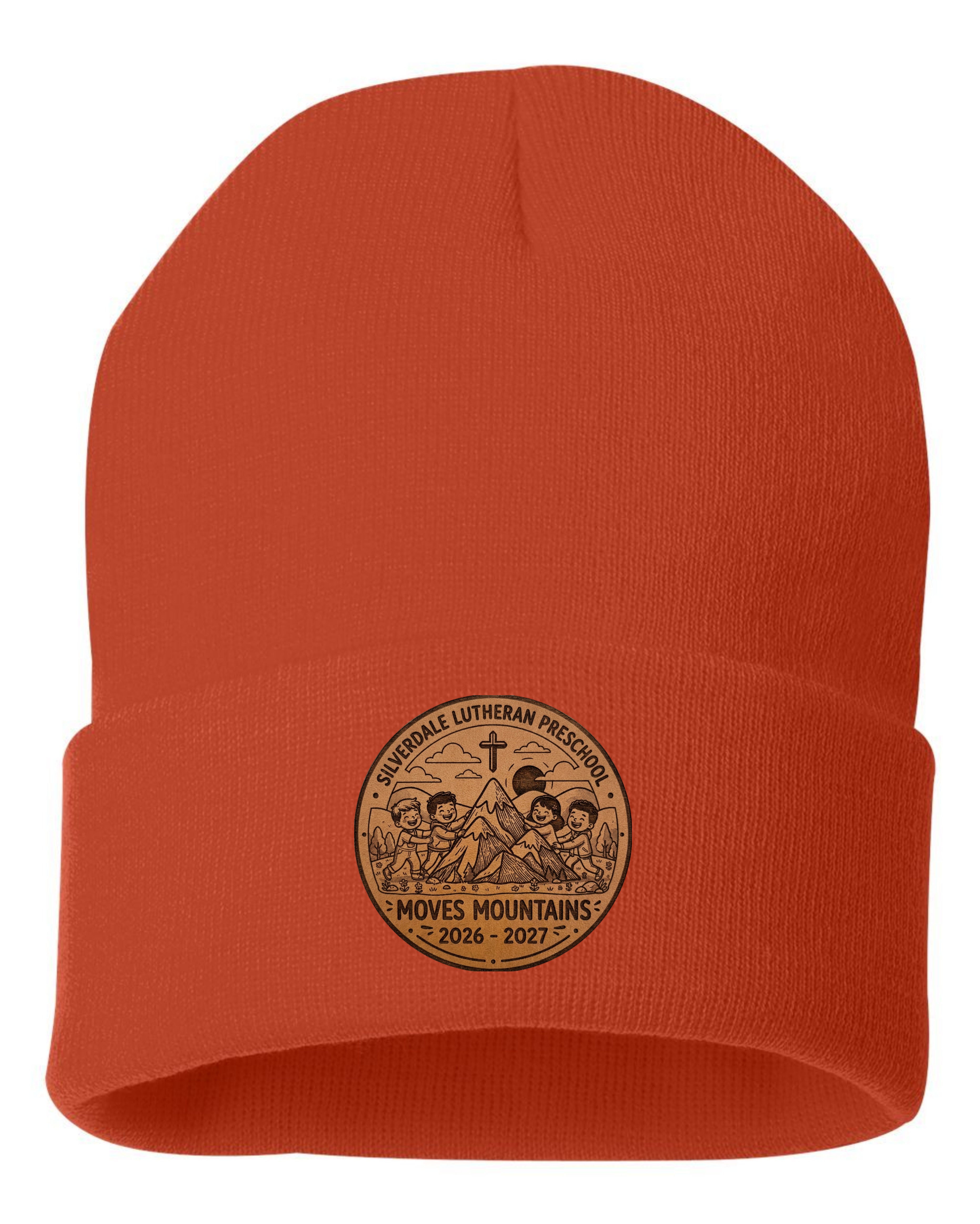 Silverdale Lutheran Preschool Cuffed Beanie - Orange (Engraved)