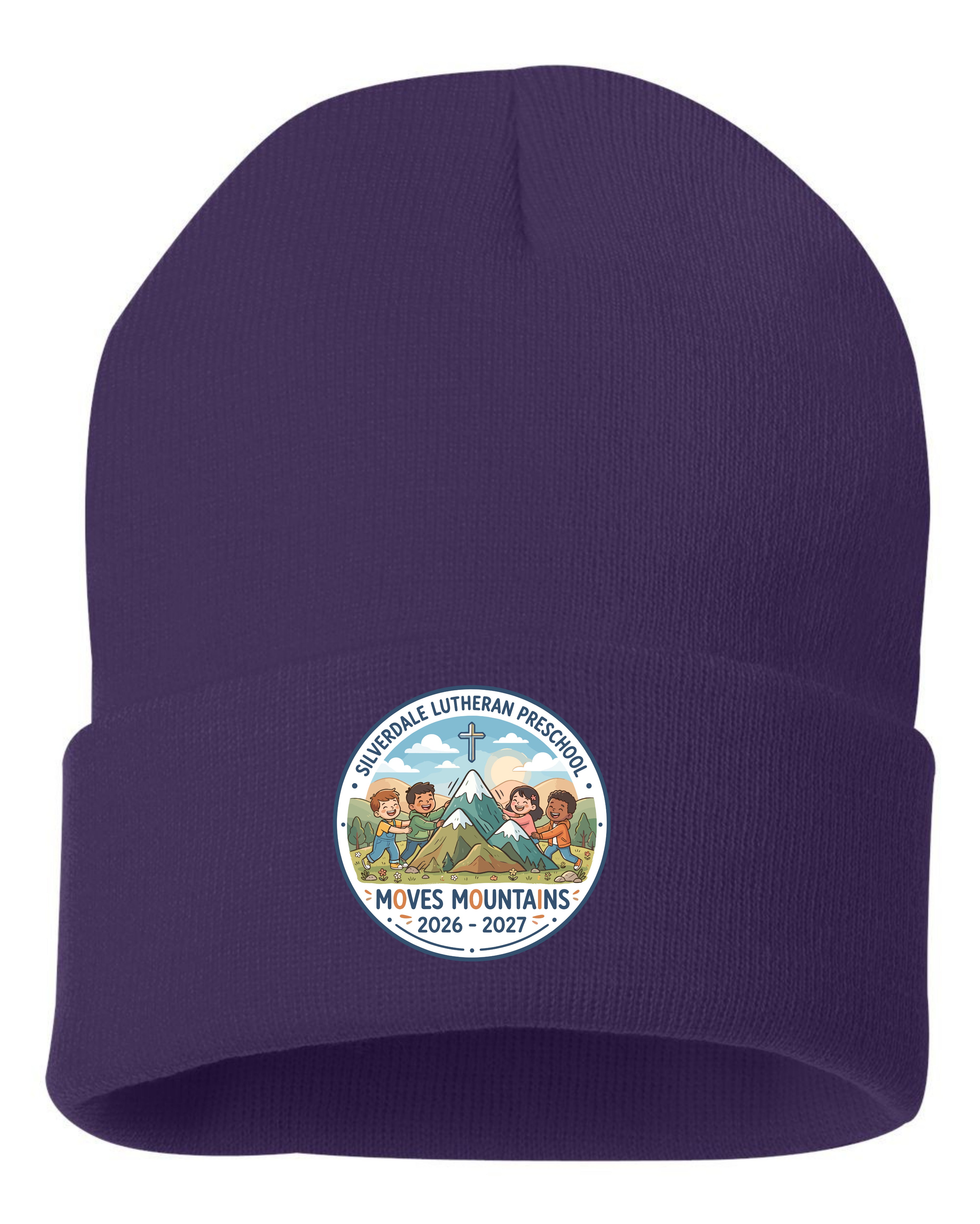 Silverdale Lutheran Preschool Cuffed Beanie - Purple (Printed)