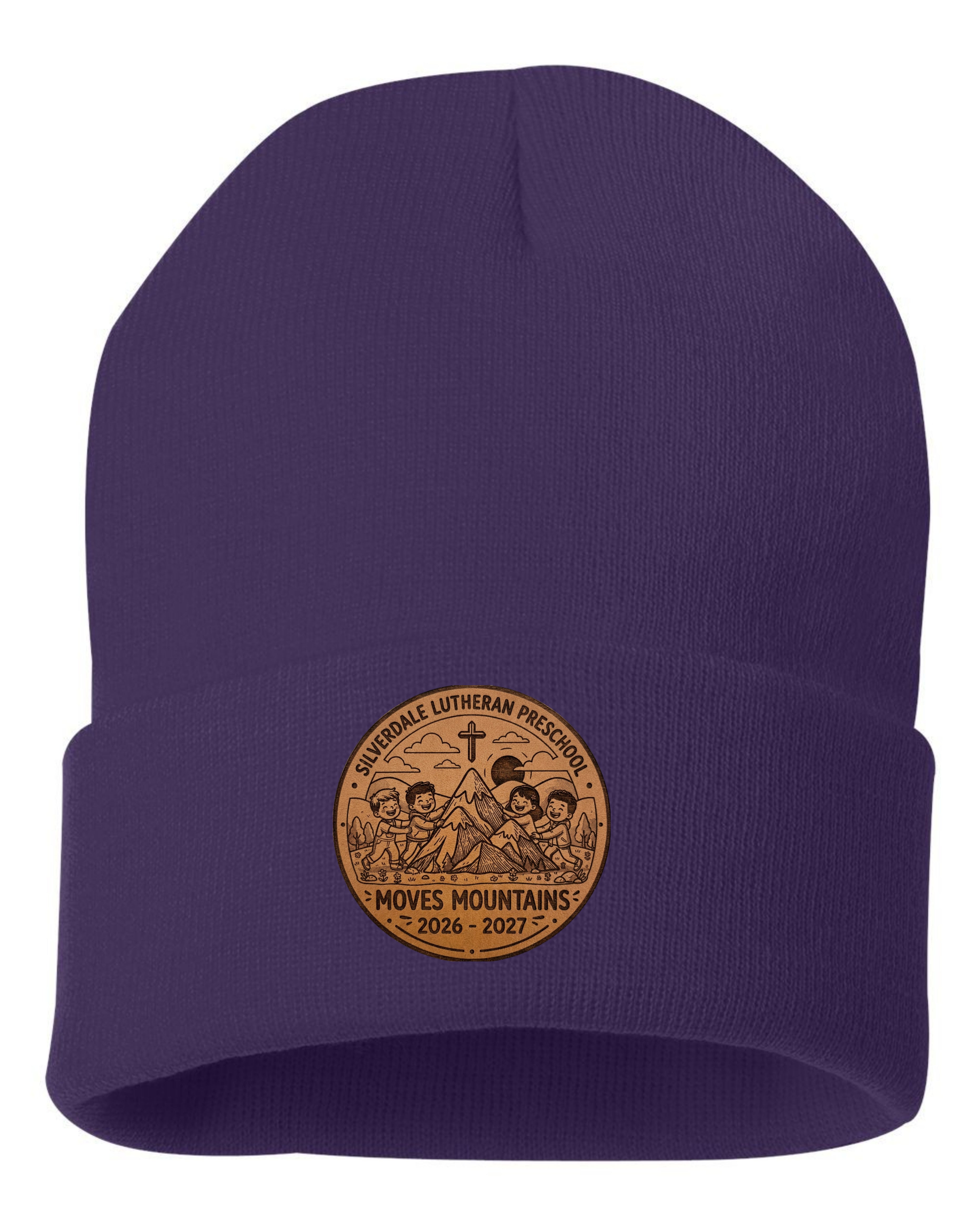 Silverdale Lutheran Preschool Cuffed Beanie - Purple (Engraved)