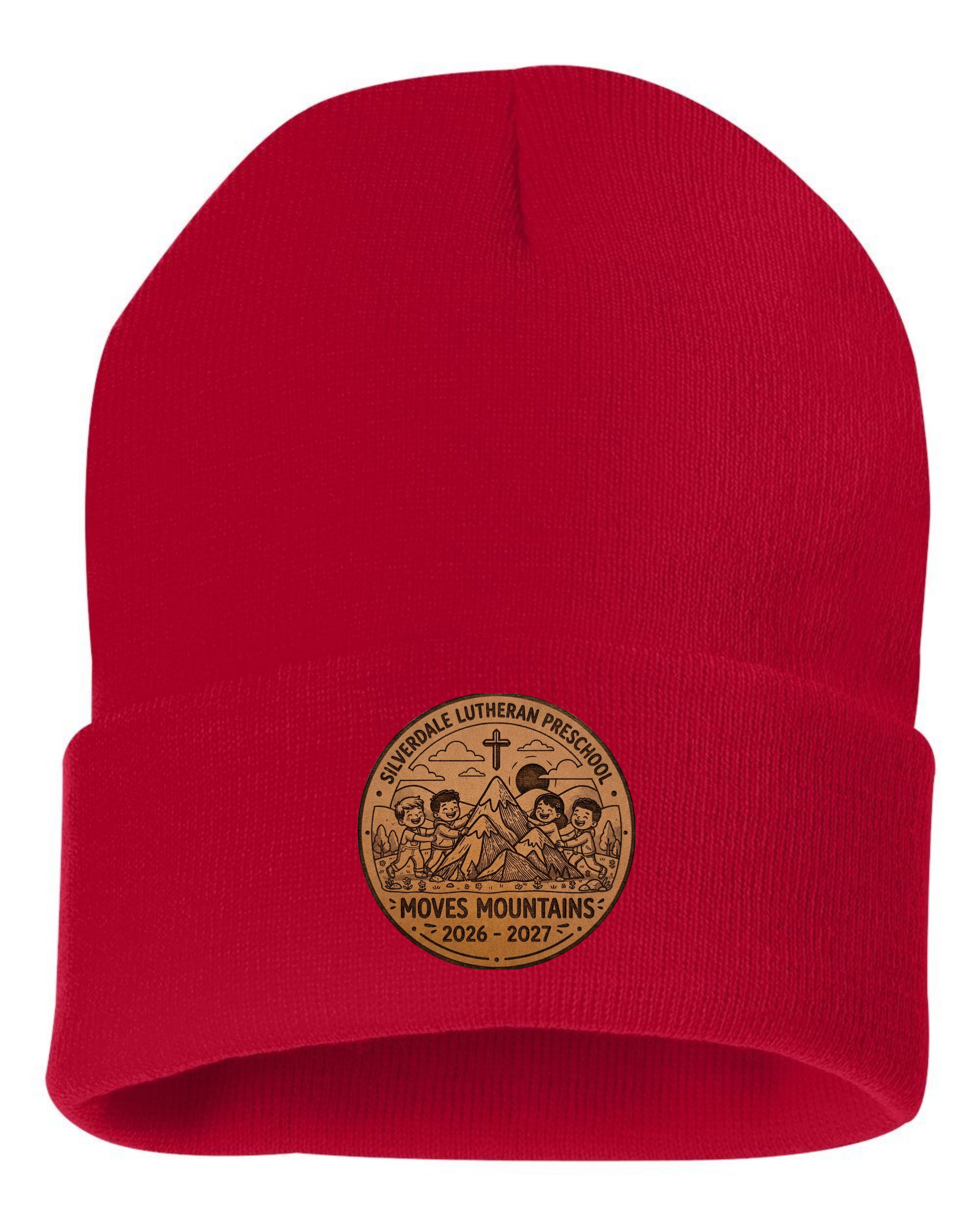 Silverdale Lutheran Preschool Cuffed Beanie - Red (Engraved)