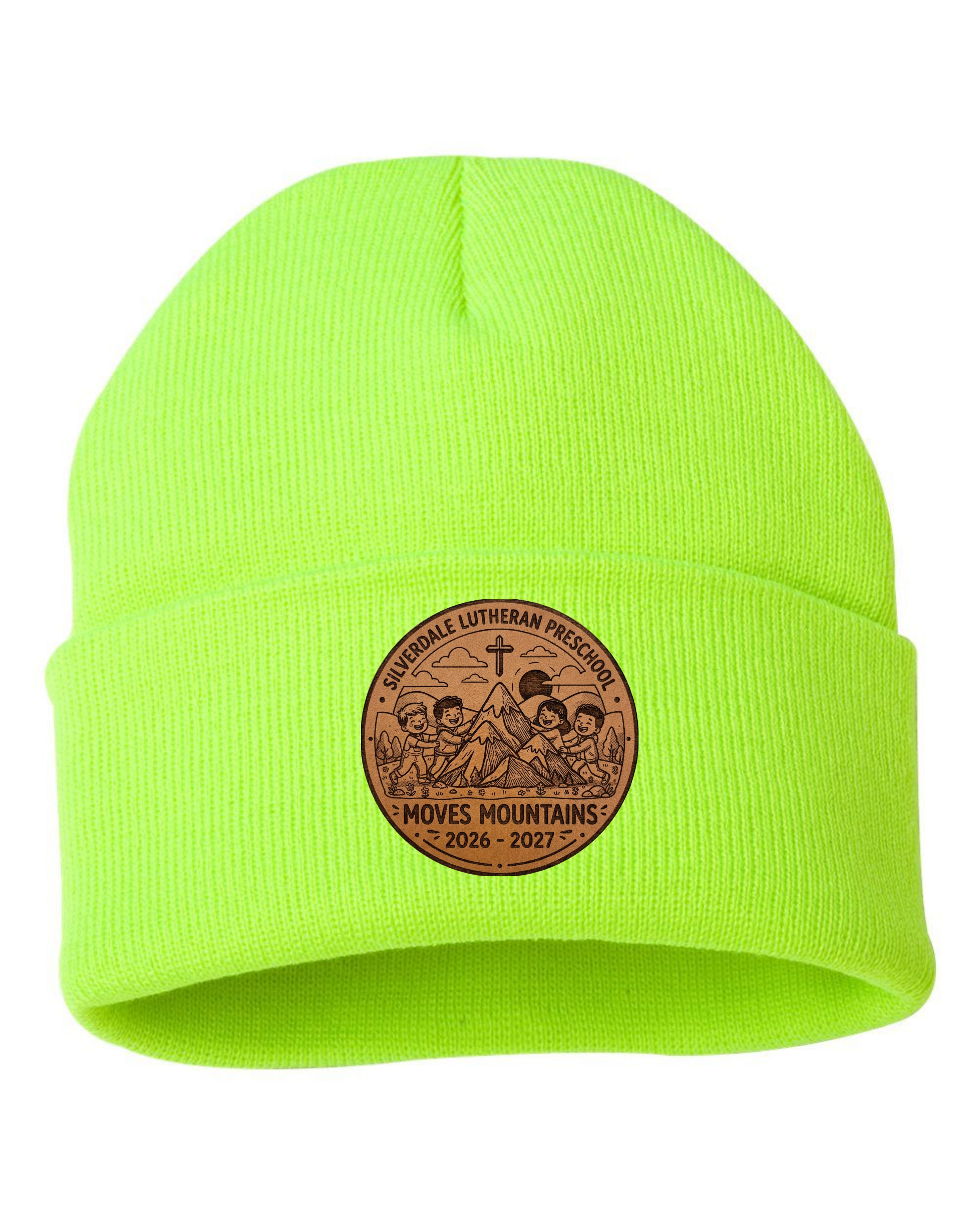 Silverdale Lutheran Preschool Cuffed Beanie - Safety Yellow (Engraved)