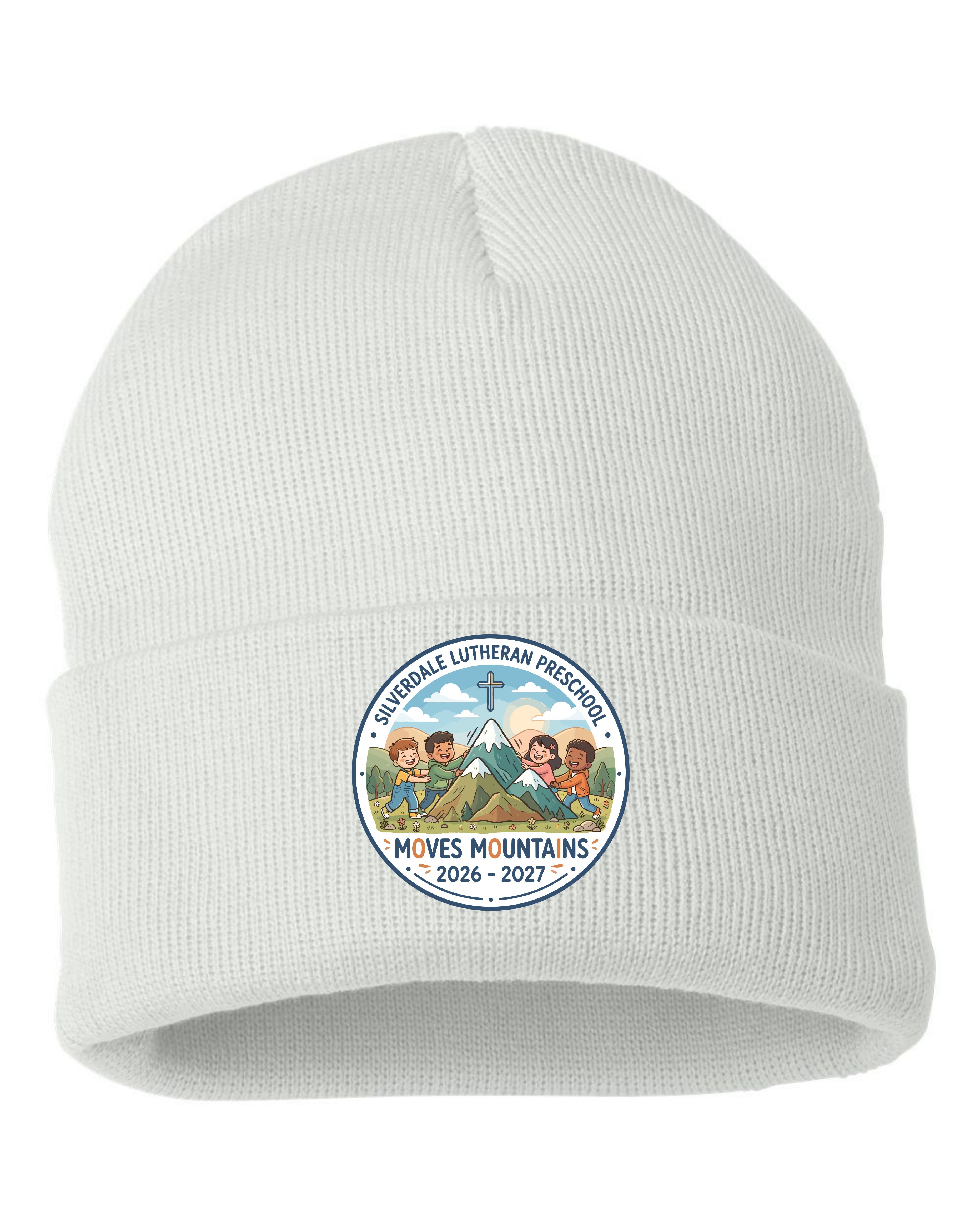 Silverdale Lutheran Preschool Cuffed Beanie - White (Printed)