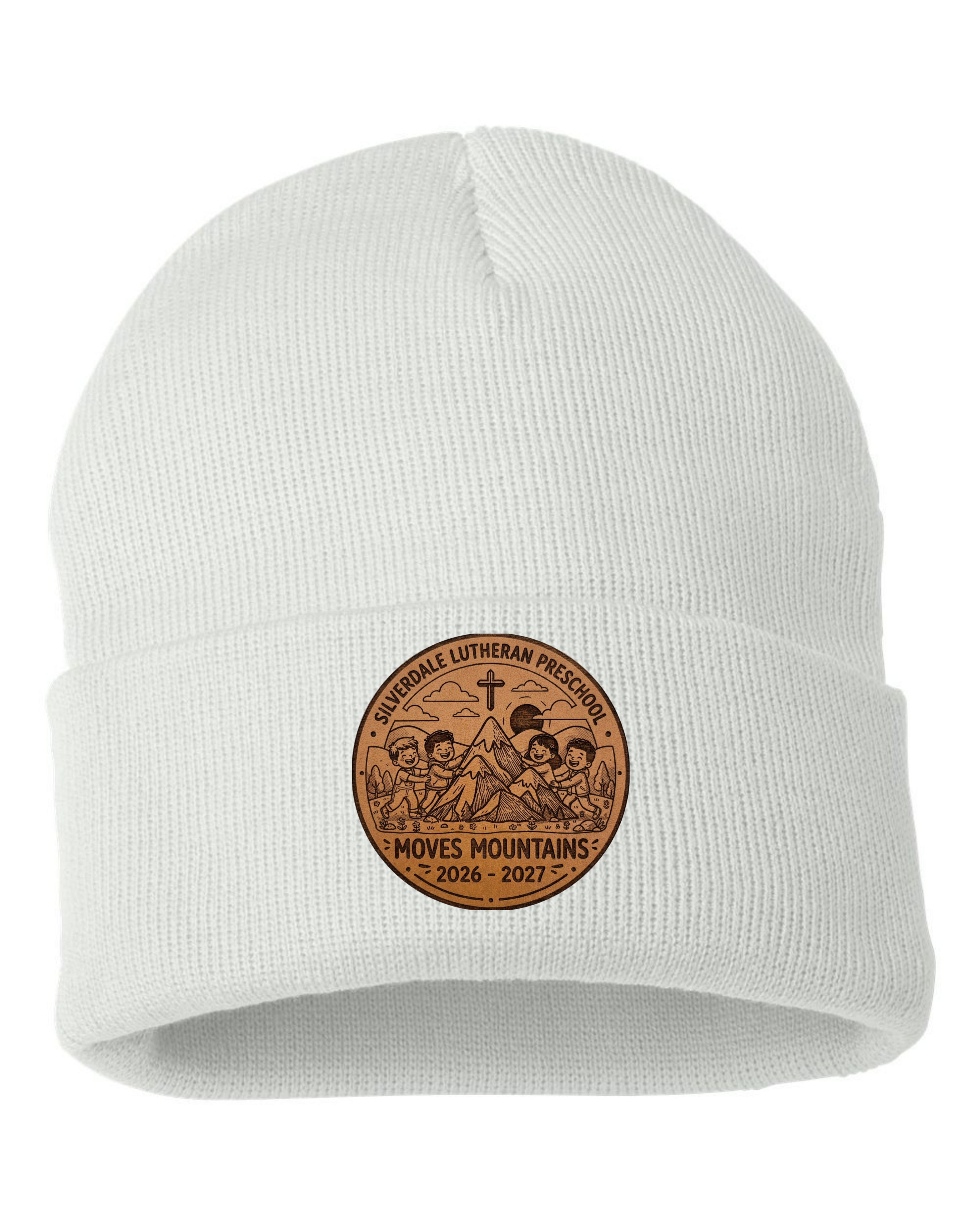 Silverdale Lutheran Preschool Cuffed Beanie - White (Engraved)