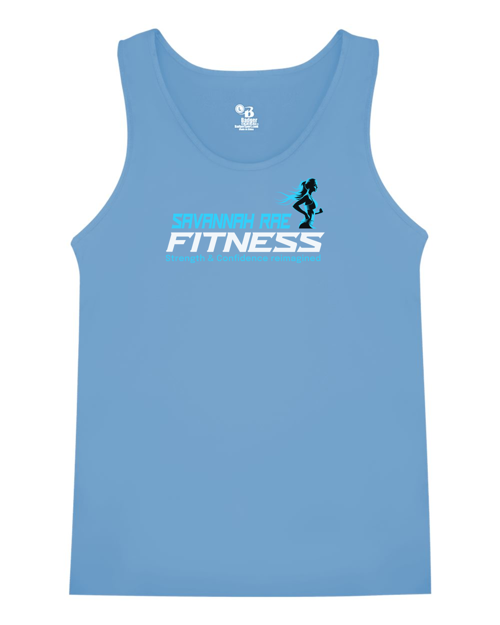 Savannah Rae Fitness Logo Blue and Black B-Core Tank Top - AA8662 Columbia Blue