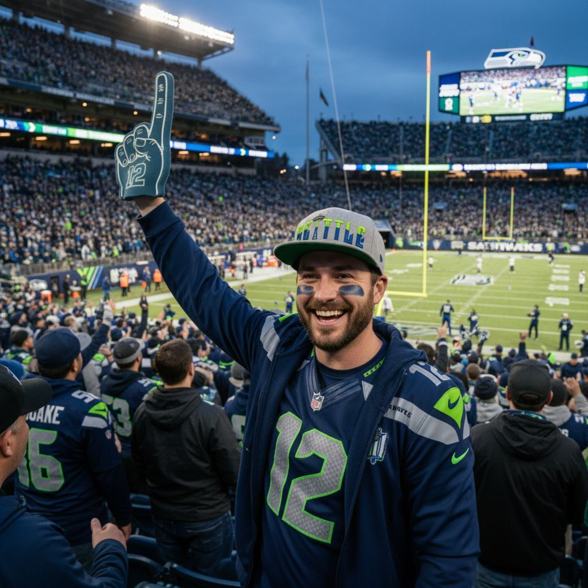 Seattle Football 3D Puff Embroidered Hat