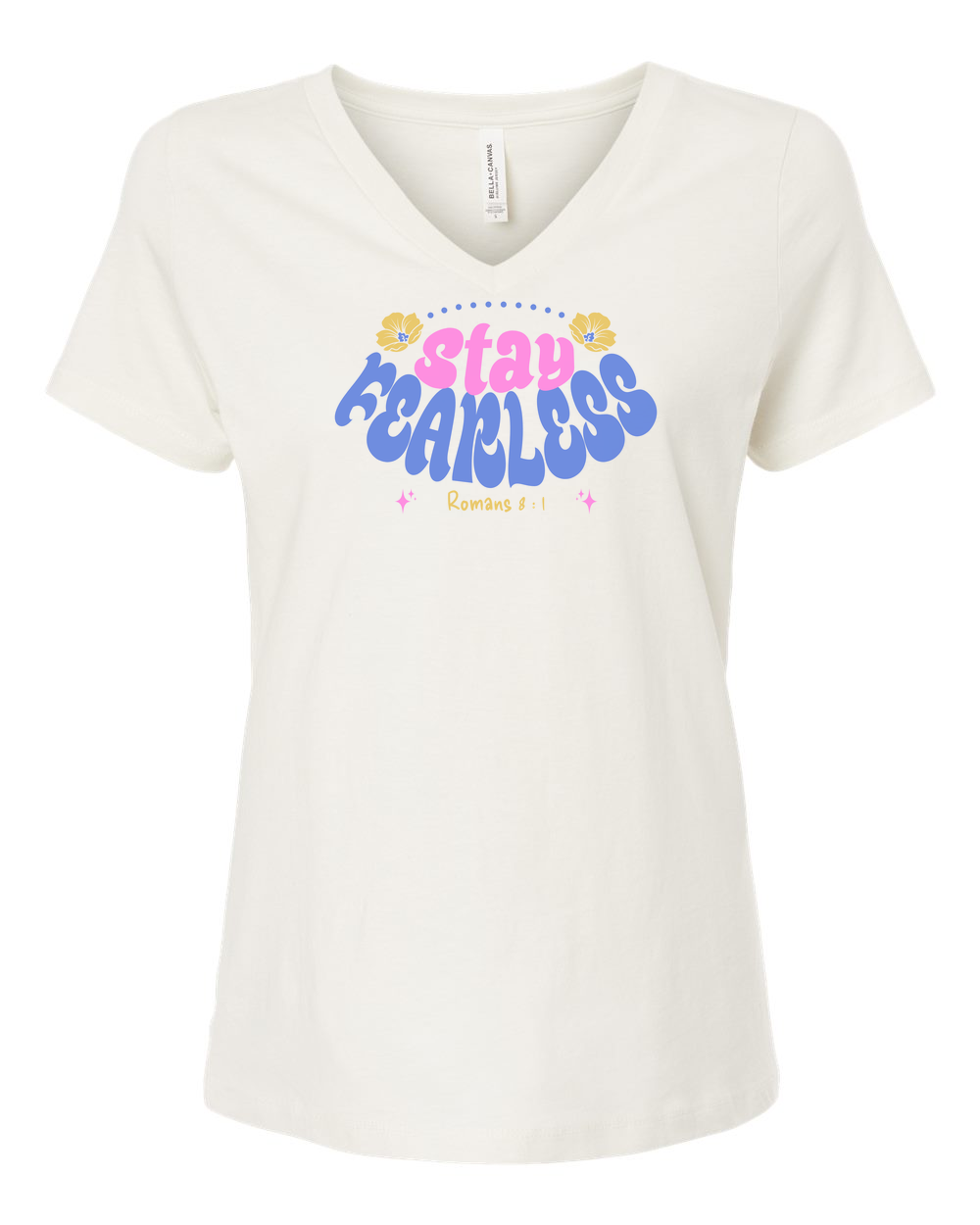 Stay Fearless Women's V-Neck Vintage White (BC6405F)