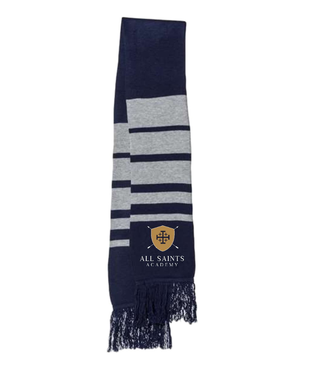 All Saints Logo Navy and Gray Scarf (SP07) - Shirtify