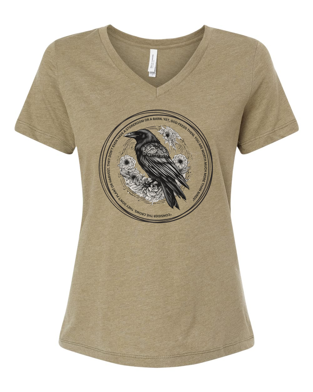 The Crow Women's V-Neck Heather Olive (BC6405CVCF)