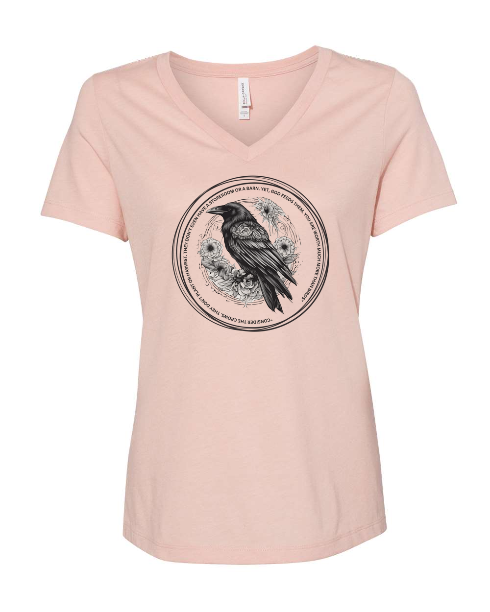 The Crow Women's V-Neck Heather Peach (BC6405CVCF)