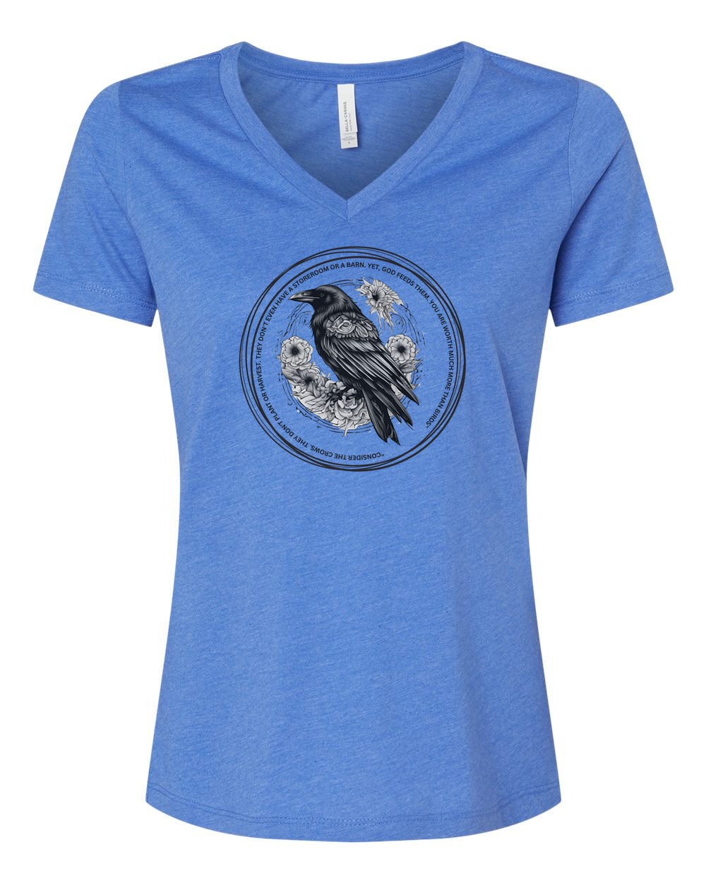 The Crow Women's V-Neck Heather True Royal (BC6405CVCF)