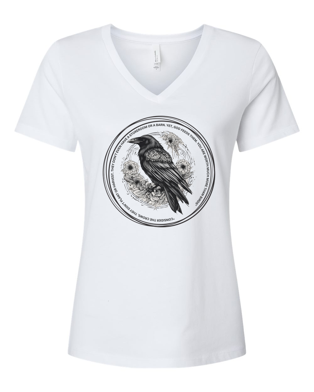 The Crow Women's V-Neck Solid White (BC6405CVCF)