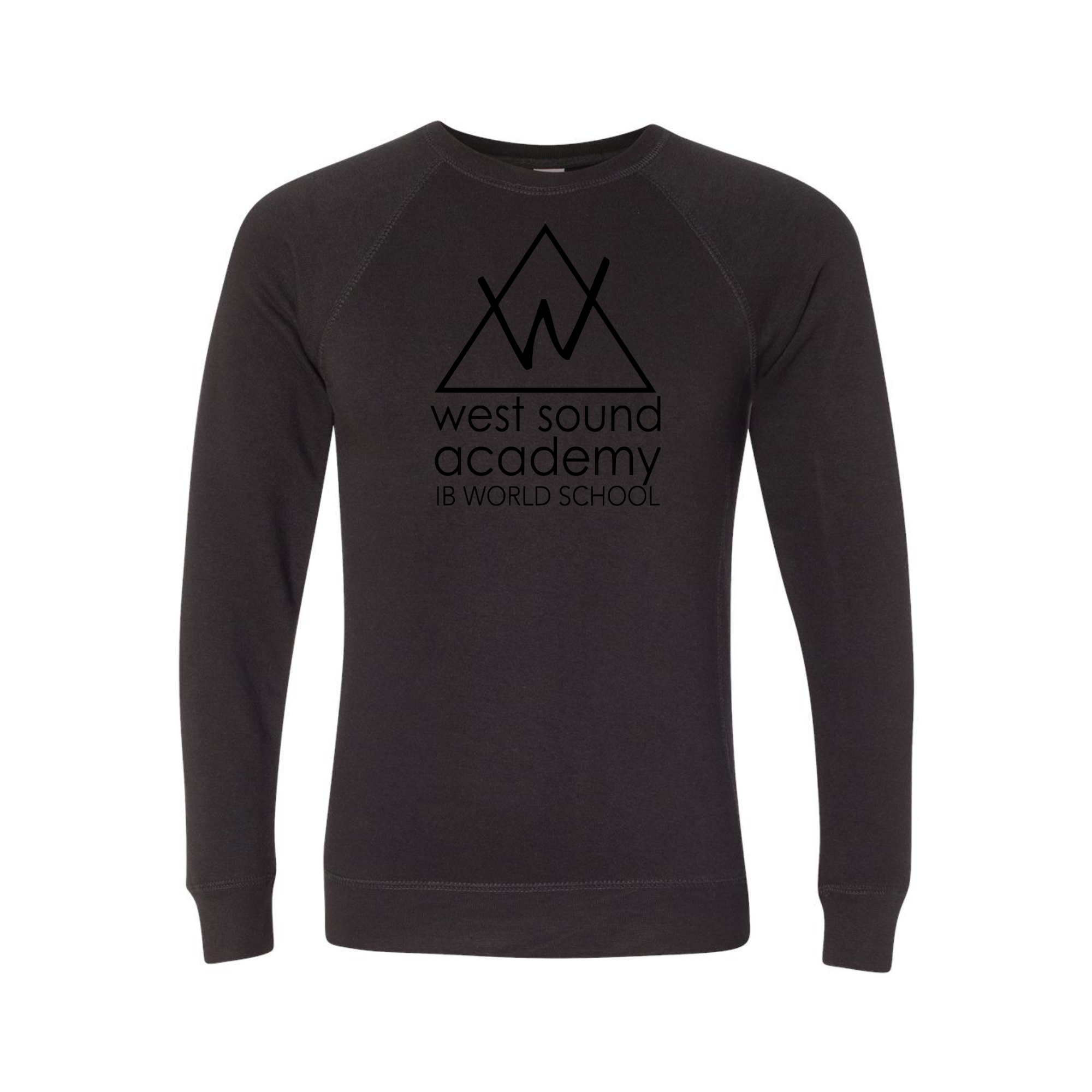 WSA Crew Neck Sweatshirt Unisex Ultra Soft Raglan Black Logo