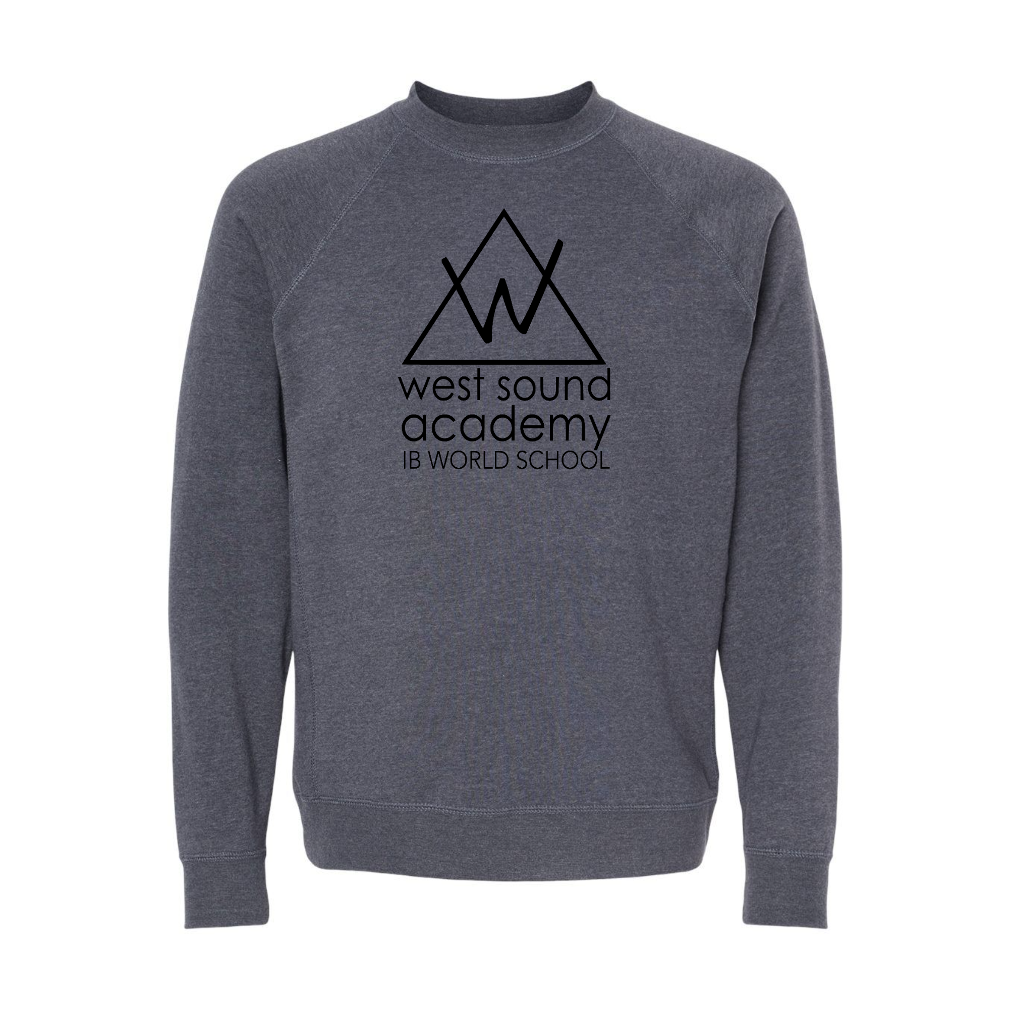 WSA Crew Neck Sweatshirt Unisex Ultra Soft Raglan Black Logo