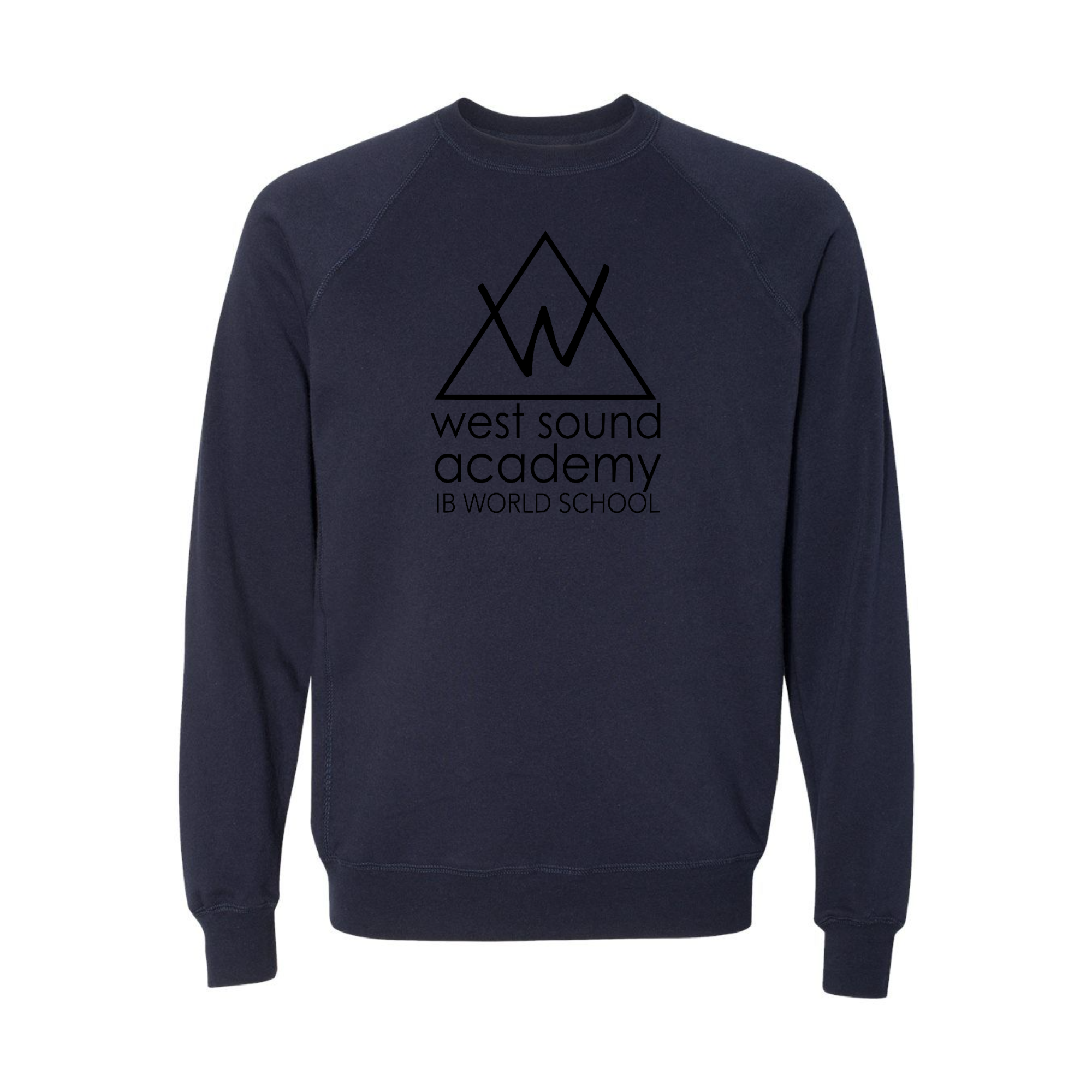 WSA Crew Neck Sweatshirt Unisex Ultra Soft Raglan Black Logo