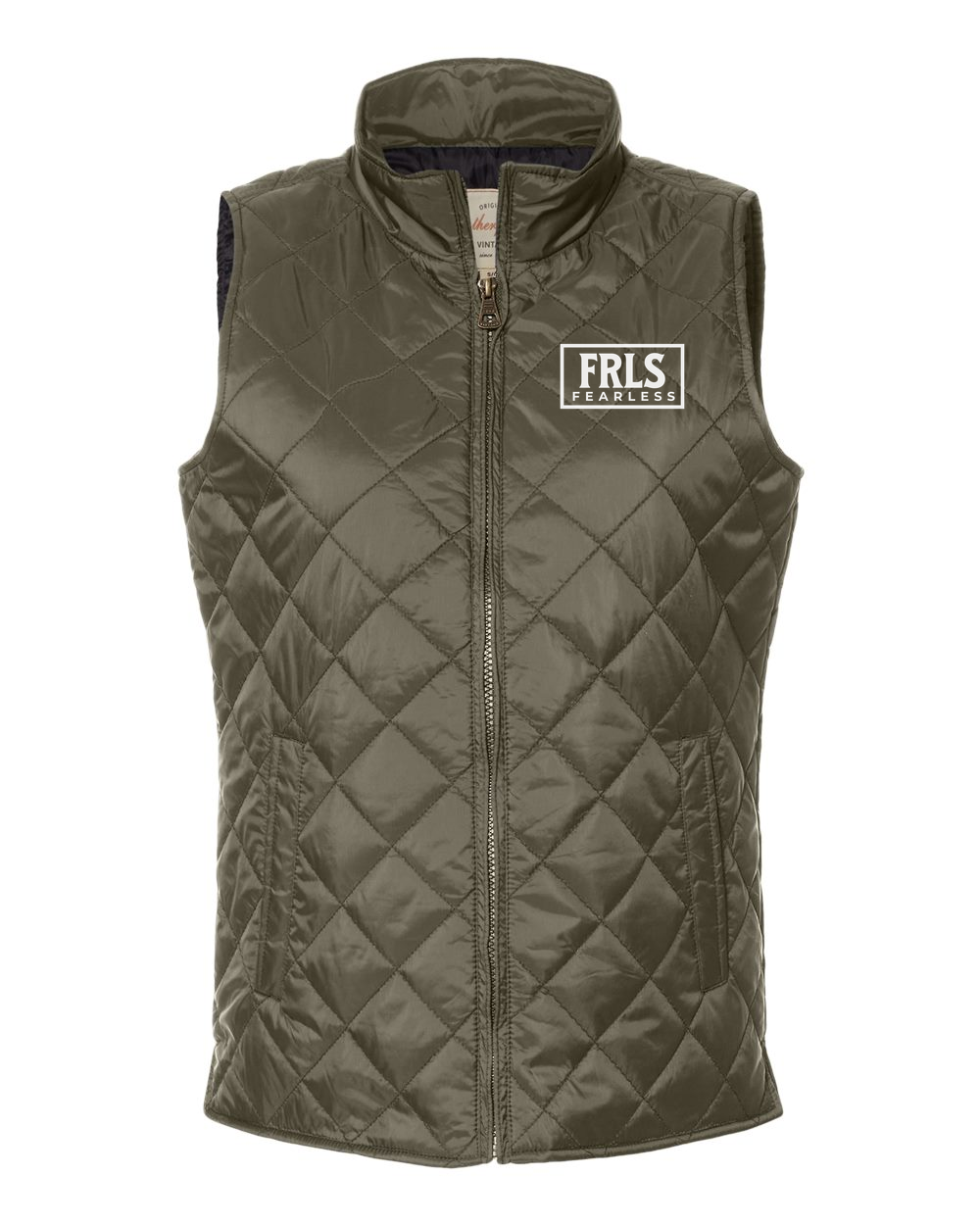 White Fearless Logo Women's Puffer Vest (Embroidered Logo) Rosin (W207359F)