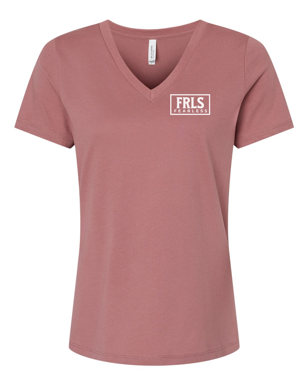 White Fearless Logo Women's V-Neck - Shirtify