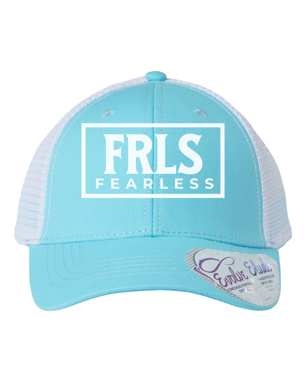 White Fearless Logo Women's Trucker Hat w/ Ponytail Opening - Shirtify