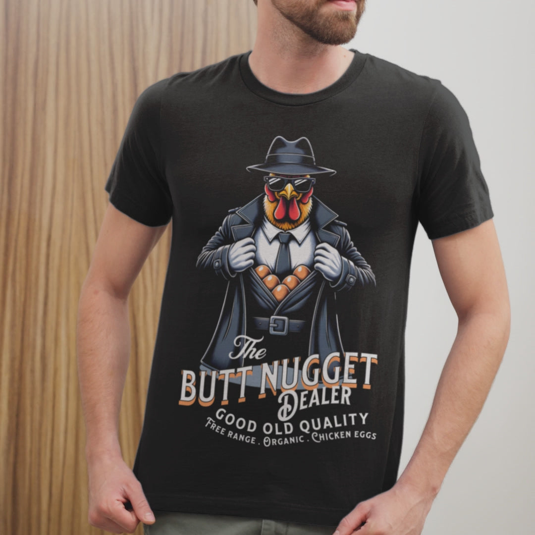 Chicken Butt Nugget T Shirt Funny Lightweight Black Tee